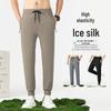 Men's Summer Ice Silk Quick-Dry Elastic Tapered Pants - Lightweight, Versatile, Casual Sportswear
