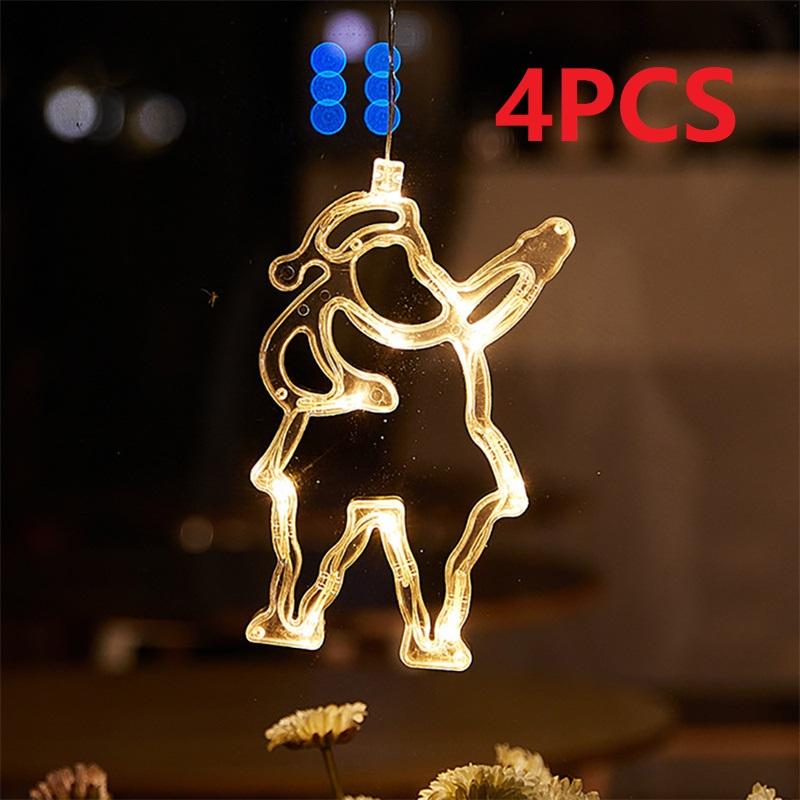 Christmas LED Light Snowflake Santa Hanging Sucker Lamp Window Ornaments Decoration for Home Xmas Navidad 2025 New Year Decor