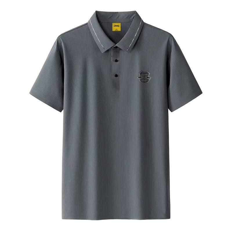 JEEP Men s Business Ice Silk Short Sleeve Polo Shirt L темно-серого