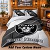 Постельное белье с узором Las Vegas Raiders, комплект из 3 предметов, с возможностью добавления имени, простыня и наволочки для домашней спальни