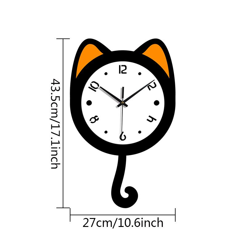 

Modern creative cat swing wall clock silent clock bedroom clock suitable for living room dining room home wall decoration clock (black,12 inch) чорний