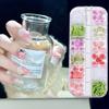 1 Set 3D Nail Art Grids Rhinestone Faux Charm 12 Pearl Bow Rose Flower Nail Design