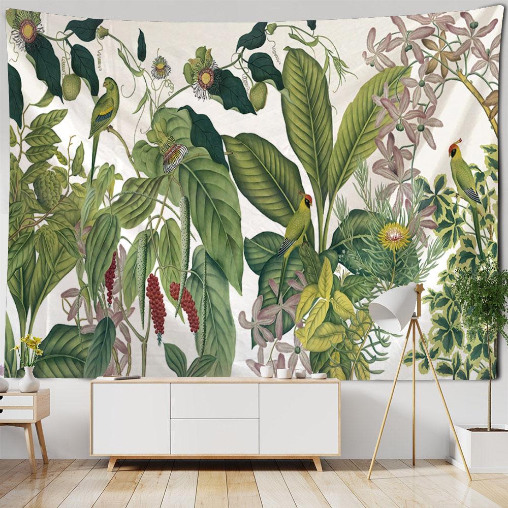 Tropical Plant Art Tapestry, Bedroom Wall Decoration, Living Room, Dormitory Wall Hanging, Bohemian Room Aesthetic Tapestry