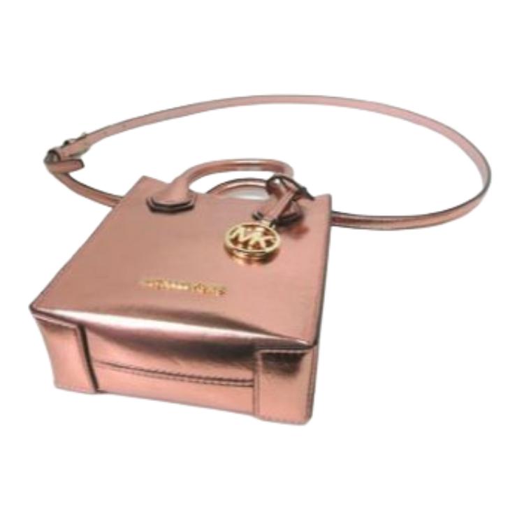 Michael Kors MK Mercer Letter Logo Patent Leather Shoulder Tote Crossbody Mini Unisex Bags Rose-Pink 35H3GM9C0M-PRIMROSE