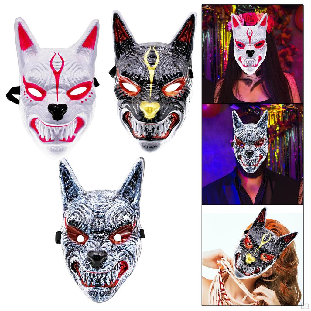 Halloween Cosplay Mask Masquerade Creepy Headgear Decorative Wolf Face for Fancy Dress