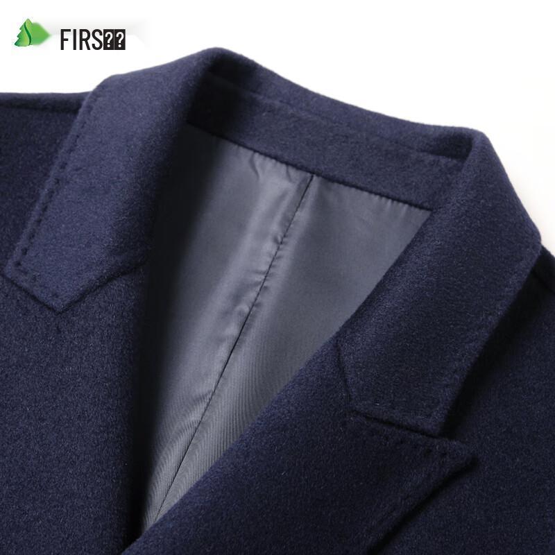 Shanshan Men's 100% Wool Double-Breasted Long Overcoat