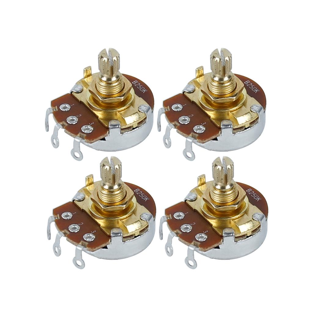 FLEOR 4 Stück Goldener kurzer Schaft Potentiometer Gitarren Potis 500K 250K Wählen Sie E-Gitarrenteile
