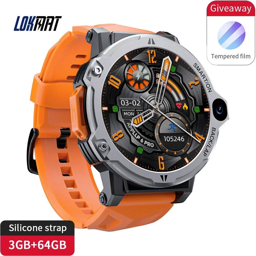 LOKMAT APPLLP 6 Pro Smart Watch with SIM, Wifi 4G Android 3G+64G Dual Camera Face Recognition GPS SOS One-Click Call Smartwatch