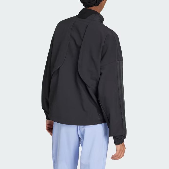 Adidas Gym Pacer All Tonal 3S Logo Print Solid Color Stand Collar Quick-Dry Long Sleeve Jacket Women jackets Black IW8167