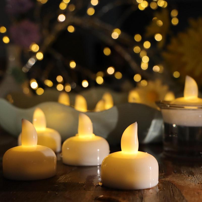 Flameless Floating Candles Small Floating Candles LED Lights 12 Pieces Water Activated Flickering Waterproof Tea Lights Table