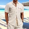 Men's Lapel Jacket With Pockets Casual And Comfortable Short Sleeved Coat