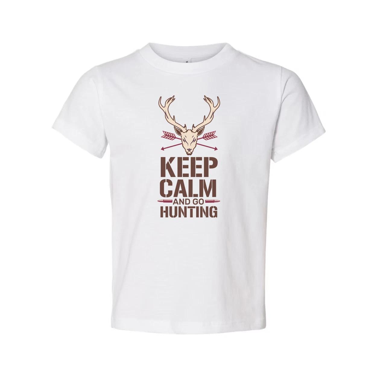 Unisex Hunting T Shirt With Deer Head Graphic And Keep Calm Theme For Outdoor En L