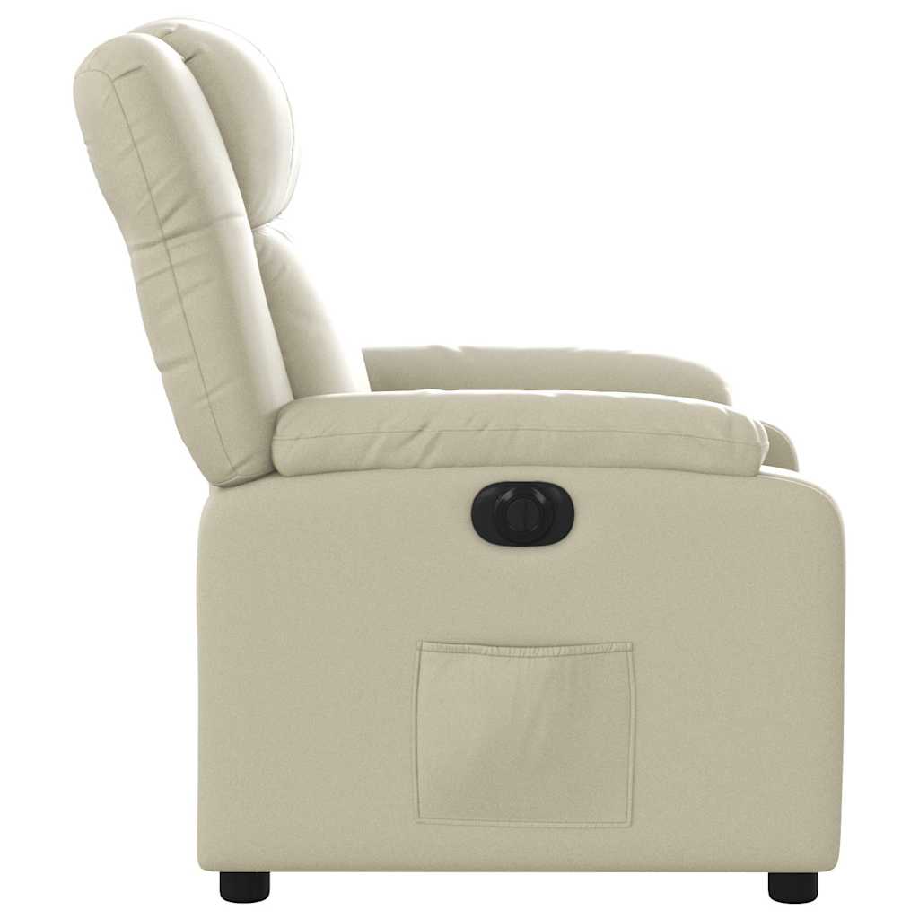 Electric Recliner Chair Cream Synthetic Leather
