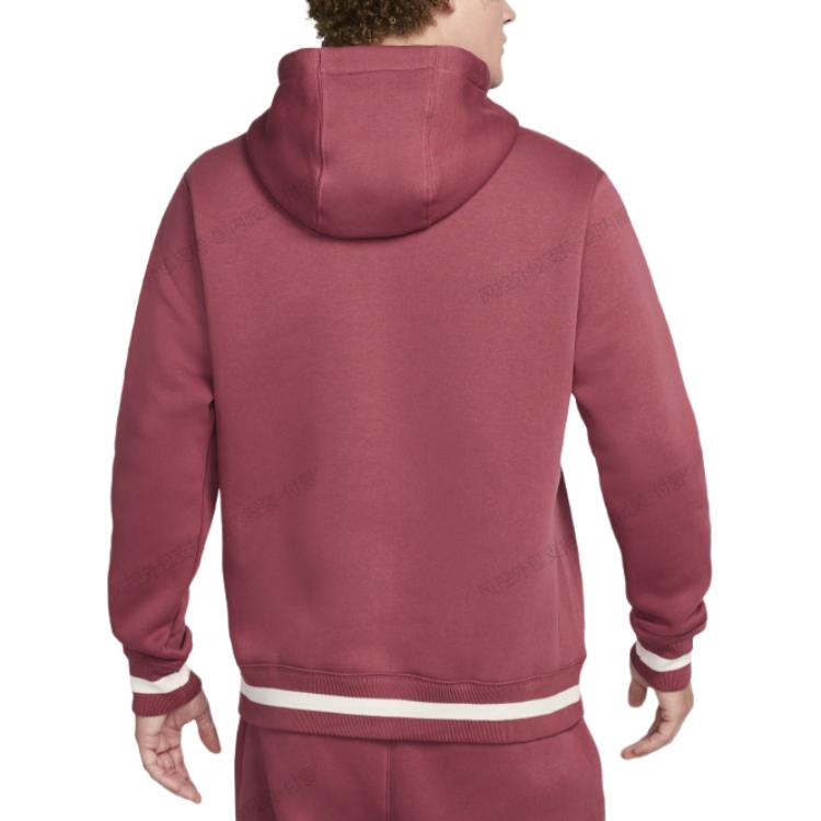 Nike Comfortable Soft Letter Hooded Long Sleeve Football Shirt Men Tops Burgundy FQ3004-661