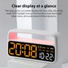 Creative Digital Alarm Clock with Handle Shaped Mood Light LED Table Clock Large Screen Desktop Clock Dual Alarm Week Date DST