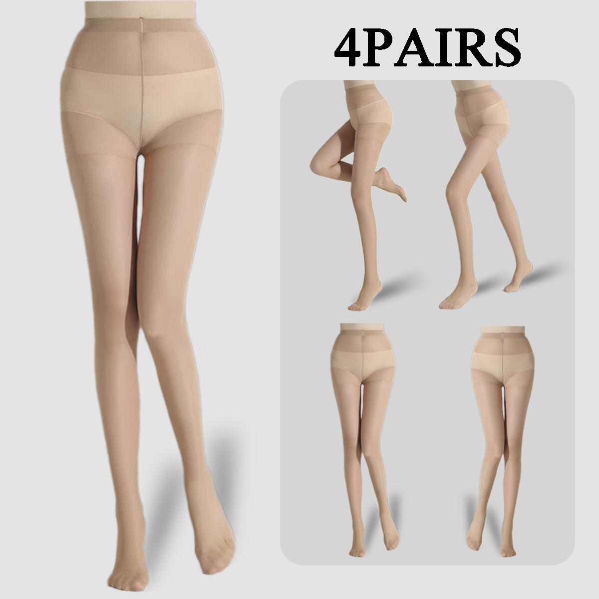Four Pack Solid Color Women S Fashionable Ultra-Thin Sheer Stocking Skin Penetrating Bottom Pantyhose M-L