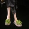 Johnature Genuine Leather Comfortable Ethnic Style Slip-on Shoes Versatile Soft Soled Women's Flat Shoes