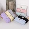 Pastel Color Pen Bag Bow Embroidery Pencil Pouch Durable Pencil Case  Students