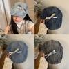 And Trendy Comfortable Denim Beret Hat For All Genders With Beautiful Butterfly Knot For Style Seasonal