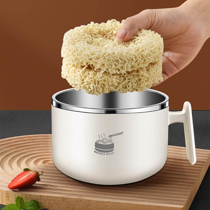 Durable 304 Stainless Steel Bowl with Timers Function Food Container Ramen Bowl Noodles Bowls Perfect for Kitchen Dorms