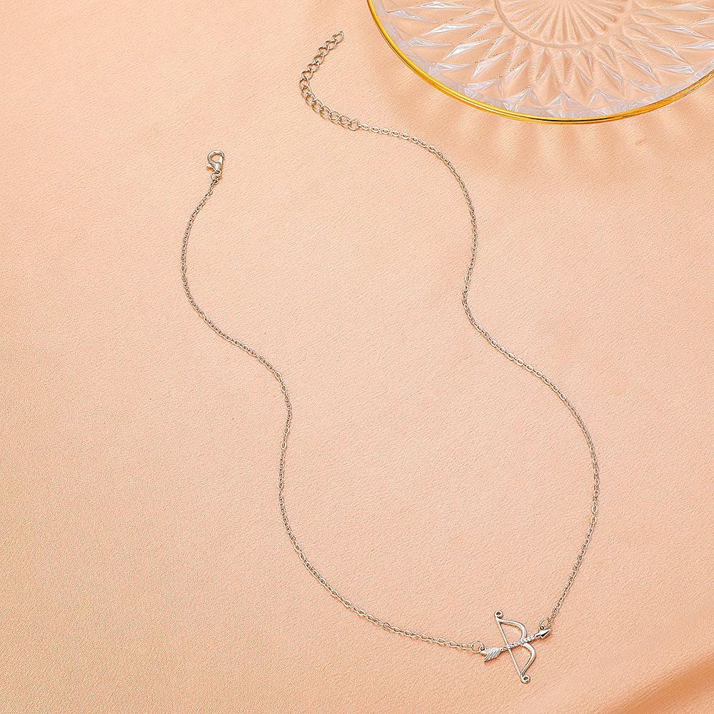 High quality 2026 bow and arrow collarbone chain, retro zircon Cupid's arrow pendant necklace Valentine's Day Qixi Festival gift
