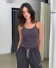 INJIACTIVE Skinny Strap Ribbed Tank Charcoal