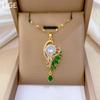 Light Luxury Micro-Inlaid Real Gold Peacock Open Screen Necklace Women'S New Collarbone Chain Light Luxury Niche Design Sense