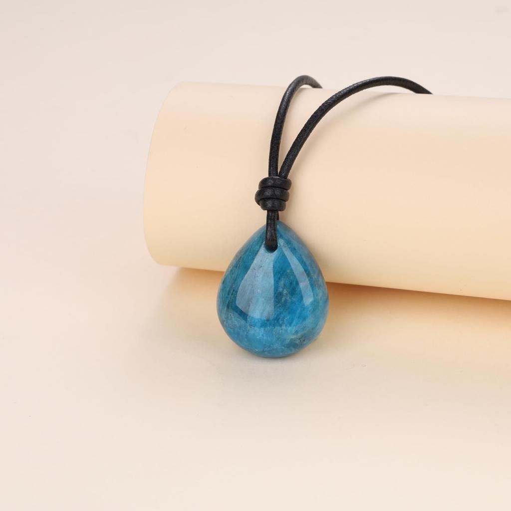 Apatite Teardrop Lucky Charm Power Stone Necklace [COAI] (Unisex)