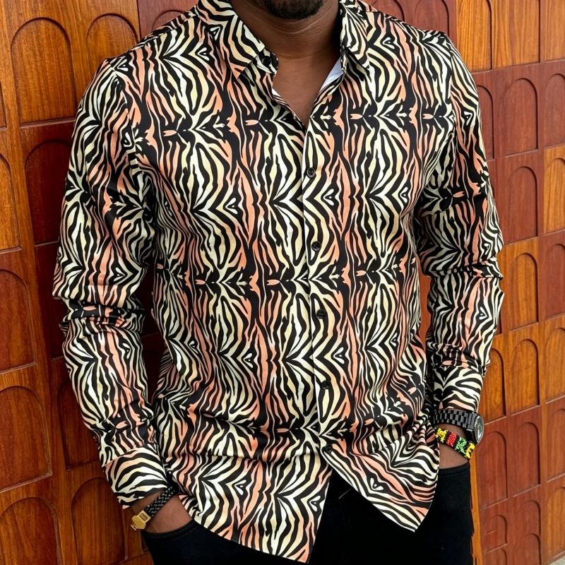 High Quality Men s Shirt Personalized Print Shirt Men s Light Luxury Long Sleeved Top Trendy Casual Men s Comfortable Fabric S