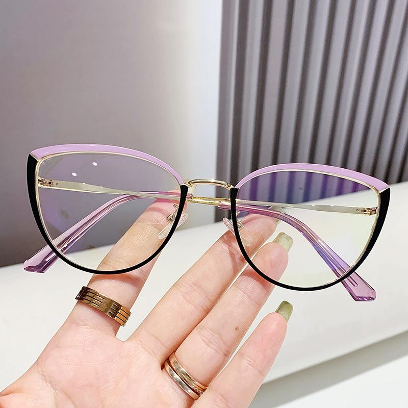 Fashion Cat Eye Glasses Frame European and American Women's Fashion TR Metal Anti Blue Light Glasses Optical Glasses Frame