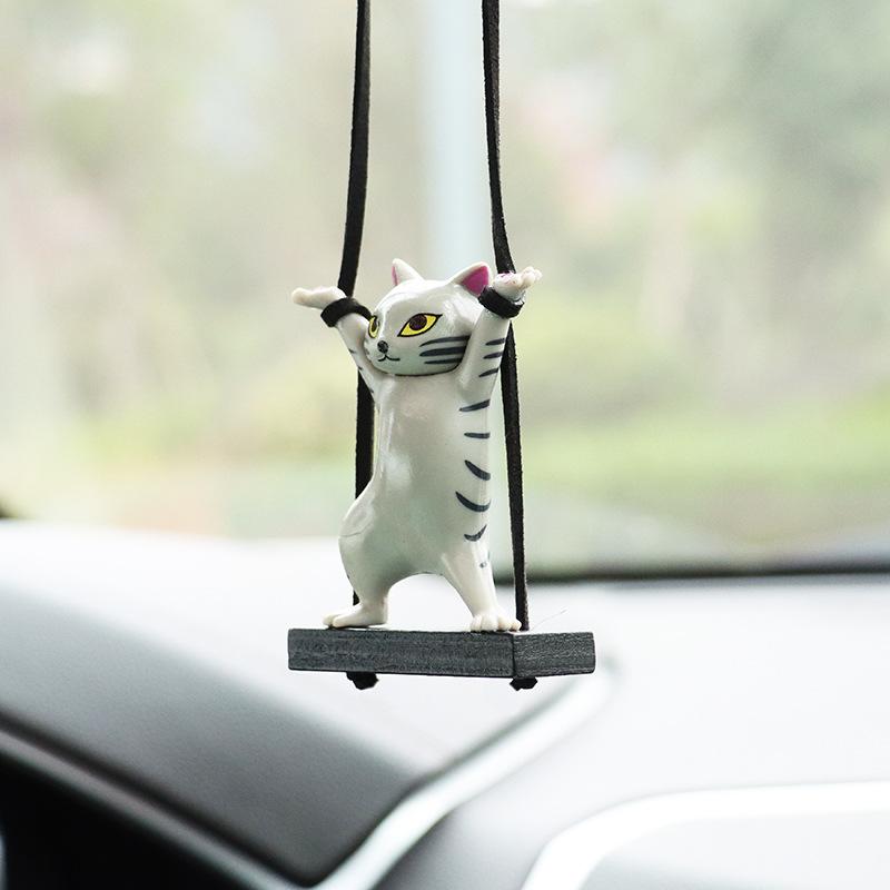 Car Pendant Creative Cute Branch Cat Rearview Mirror Pendant Car Interior Decoration Car Interior Accessories Para Auto