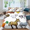Zoo Theme Duvet Cover Set Animals Pattern Polyester Comforter Cover King Queen Size Cartoon Cute Animals For Kids Bedding Set