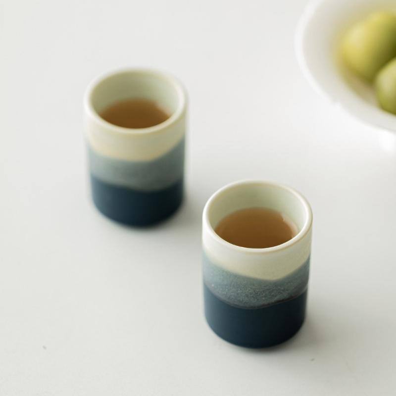 Gradient Mountain And Sea Ceramic Teacup Reverse Mouth Tea Bowl Tasting Tea Straight Cup Master Cup Mugs Kung Fu Teaset