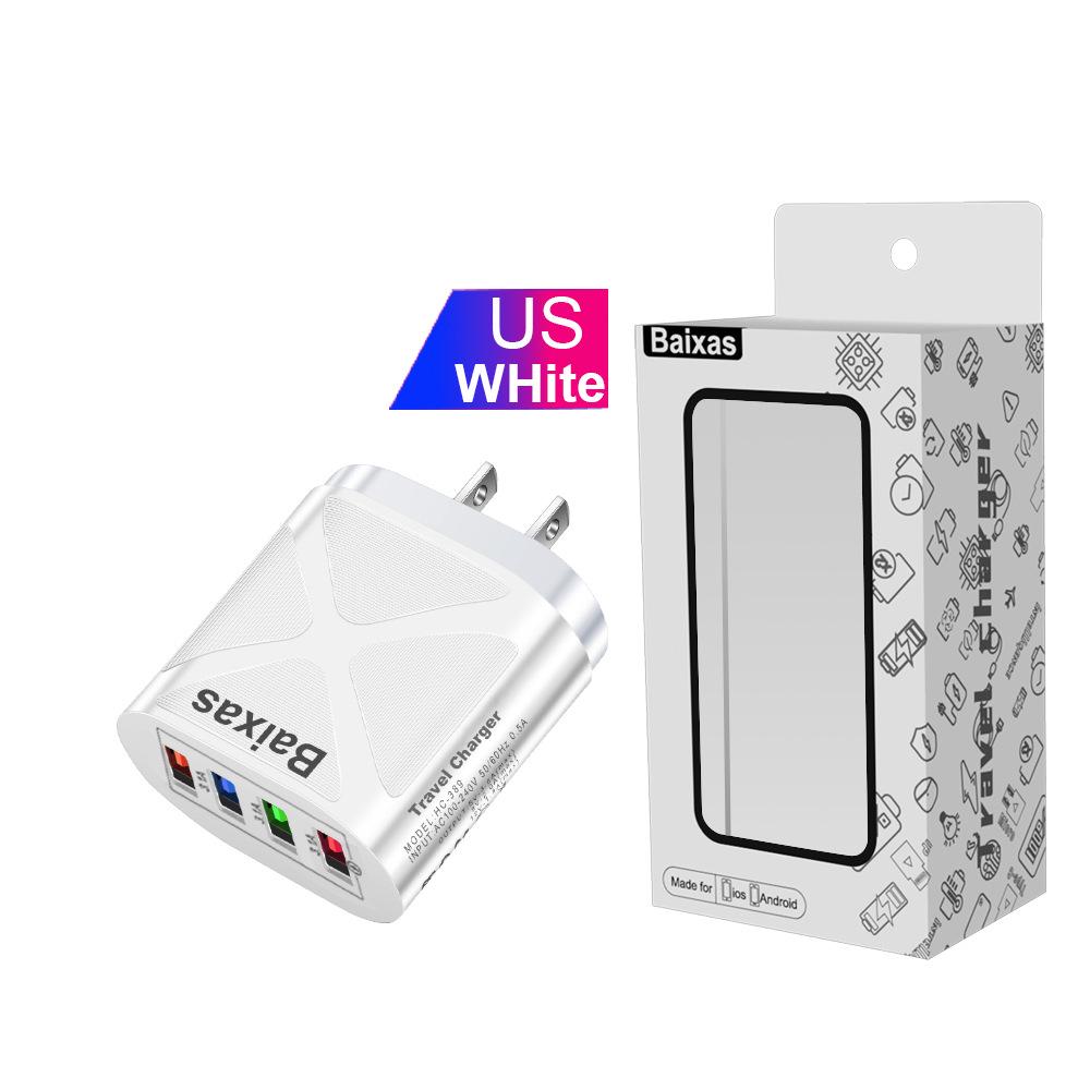 4-Port USB Travel Charger 5V/2.4A Fast Charge - AU/EU/UK/US Plug