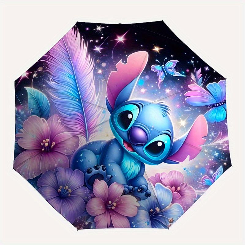 Stitch, Ombrello Fantasy ad Apertura e Chiusura Automatica, Ombrello da Viaggio Compatto, Leggero e Portatile, Adatto per Spiaggia Pendolarismo Busi
