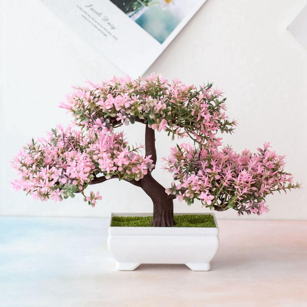 Good-Artificial Plants Bonsai Small Tree Pot Fake Plant Flowers Potted Faux Bonsai For Home Room Table Hotel Garden Decor