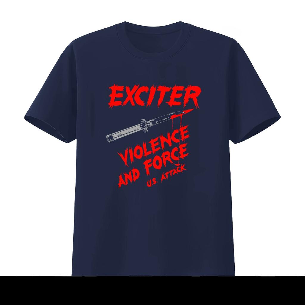 Vintage Exciter TShirt Violence and Force US Attack Retro Punk Rock Style Comfortable Streetwear Unisex Women Summer T Shirt