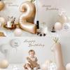 Iysoll 1-Year Birthday Decoration 40-Inch Number Balloon Muted Colors Balloon Garland Felt First Birthday Crown Number 1 Caramel