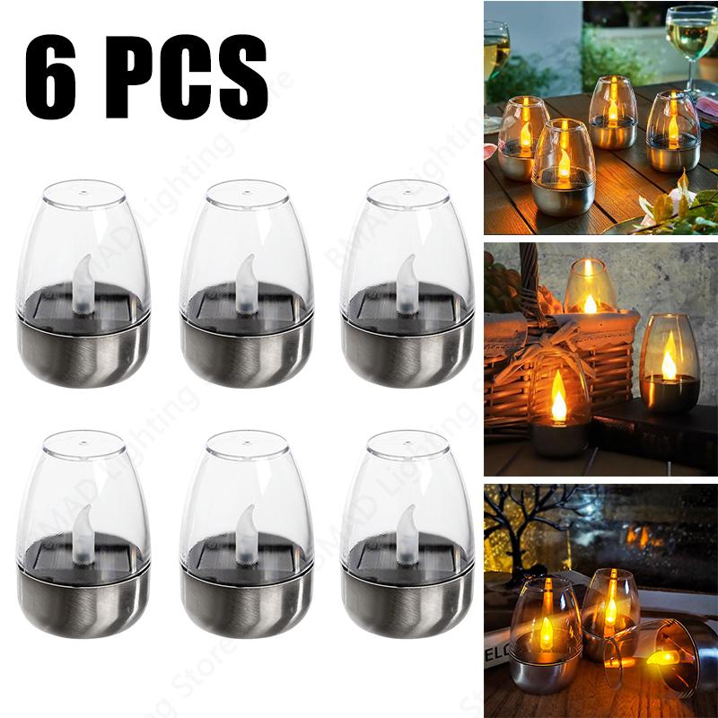 Solar Powered Flameless Candles Outdoor Waterproof LED Night Lights For Garden Wedding Party Decor Holiday Atmosphere Lamp