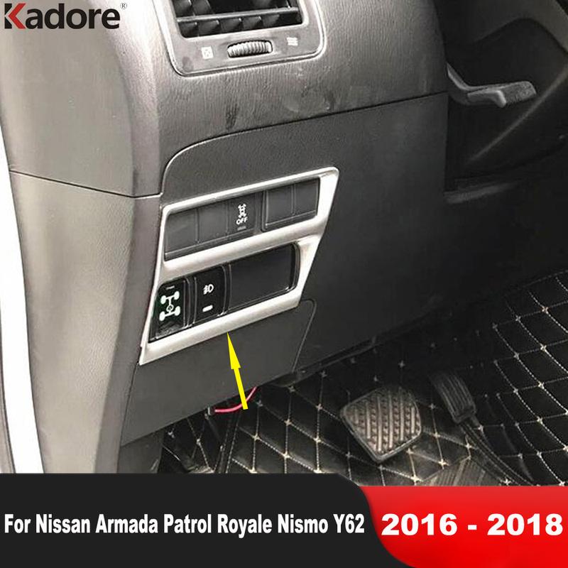 For Nissan Armada Patrol Royale QX80 Y62 2016-2018 Matte Car Head Light Lamp Switch Button Panel Cover Trim Interior Accessories