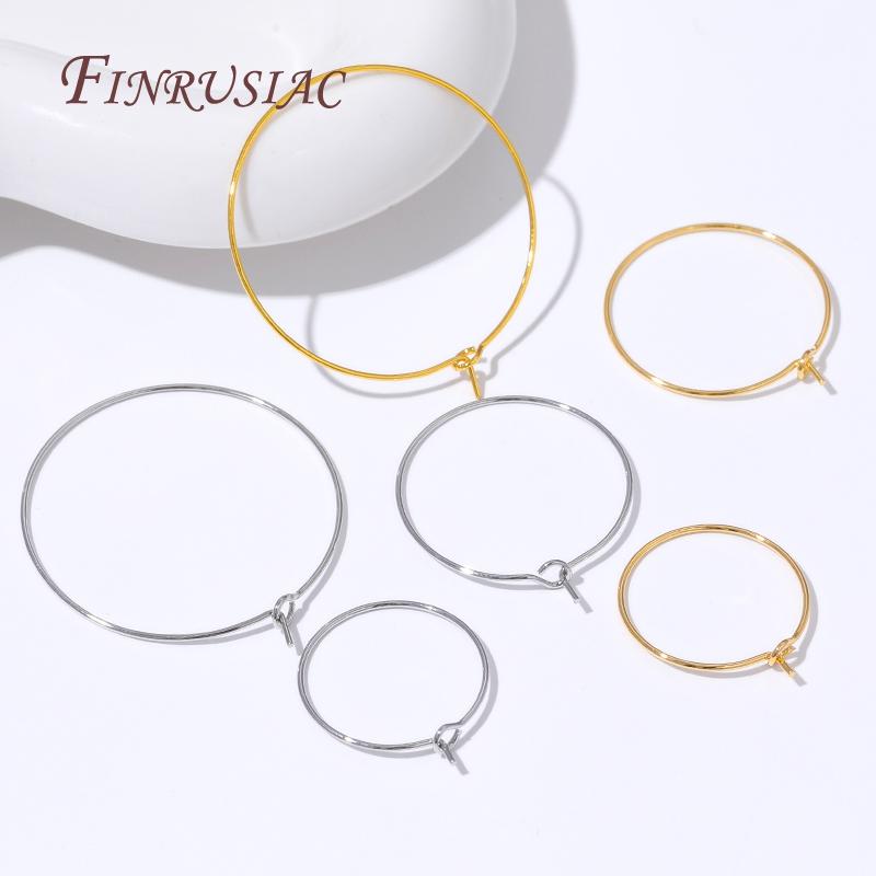 20mm 25mm 35mm 18K Gold Plated Hoops Earrings Big Circle Ear Wire Hoops Wires For Jewelry Findings,Earrings For Accessories