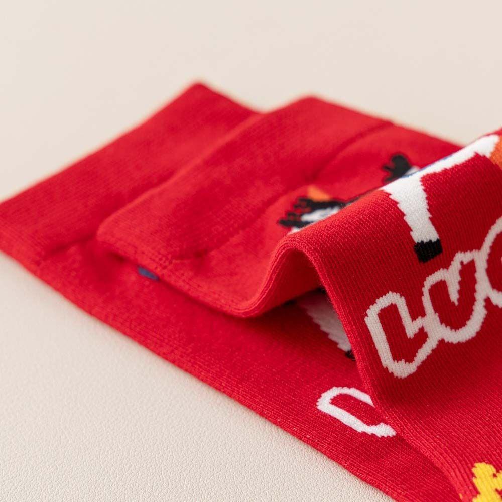 4Pairs Blessing Words Zodiac Horse Socks Cotton Winter Red Socks Creative New Year Red Socks  Gifts