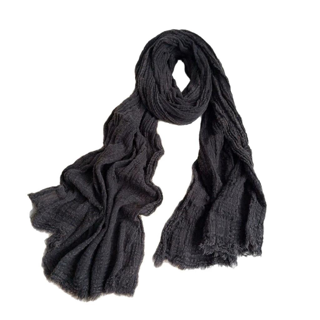 Solid Color Vintage 100% Cotton Scarf Sun Shawl Scarves Head Scarves Autumn Vintage Women Long Crinkled Scarves 60*220cm