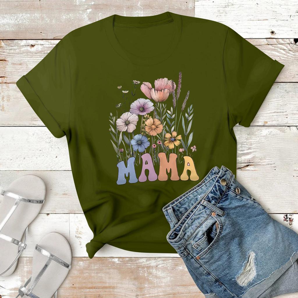 Γυναικείο Καθημερινό Μπλουζάκι με Πρίnt Στρογγυλή Λαιμόκοψη Πουλόβερ Κοντομάνικο Τοπ