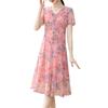 Chiffon Summer Midi Dress for Mothers: Stylish 2026 Short-Sleeve Slimming Fit Skirt