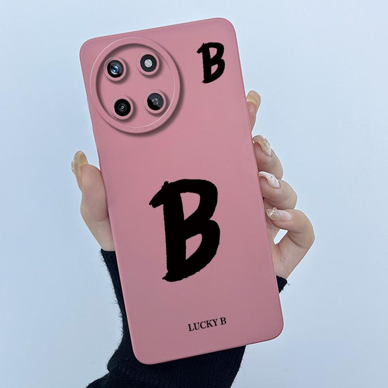 For Realme 11 4G Case Cover Lucky Initial Letter Shockproof Silicone Soft Matte Phone Bumper for Oppo Realme11 4G RMX3636 Casing