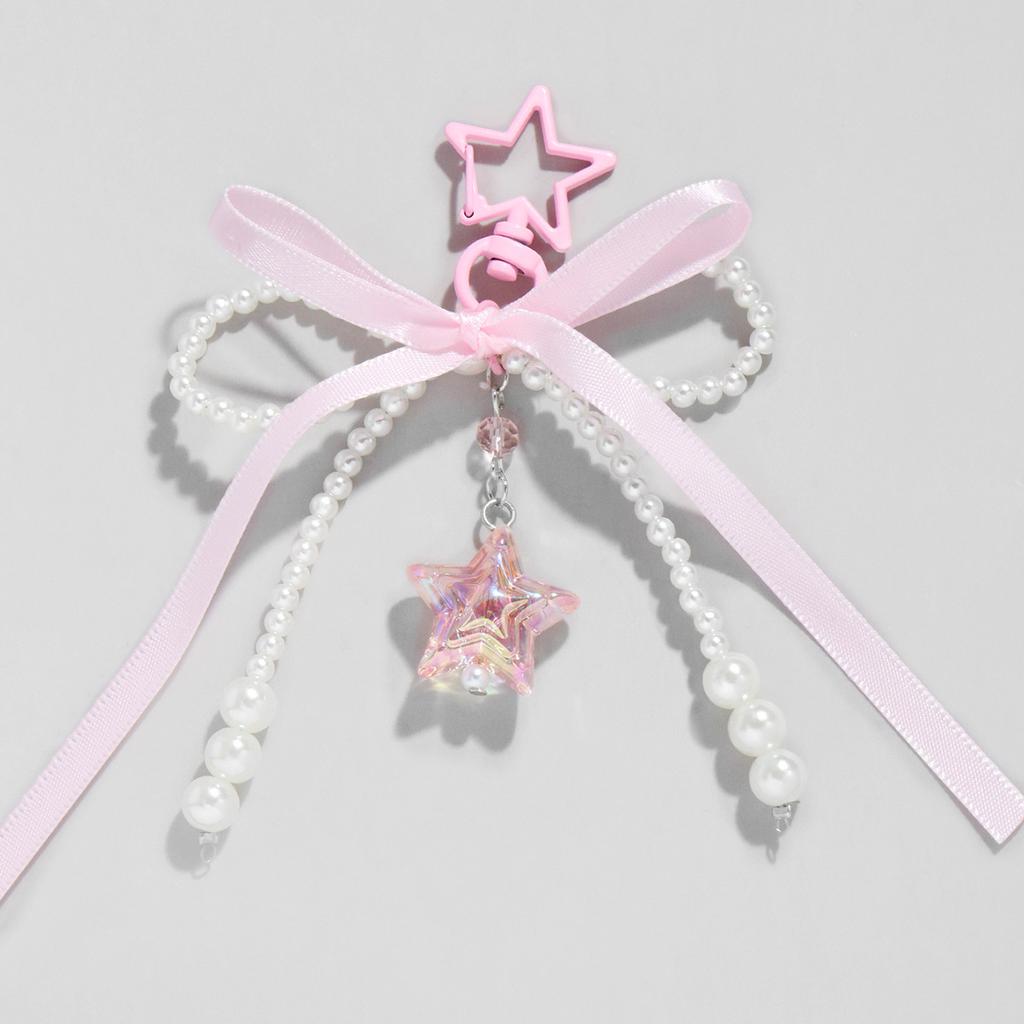 Y2k Fashion Flower Star Love Bow Strawberry Pendant Acrylic Keychain Student Women's Bag Backpack Pants Chain