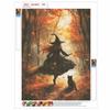 DIY Diamond Painting Kit Autumn Witch and Black Cat Pattern Full Drill Art Canvas Relaxing Creative Craft for Home Wall Decor Gift