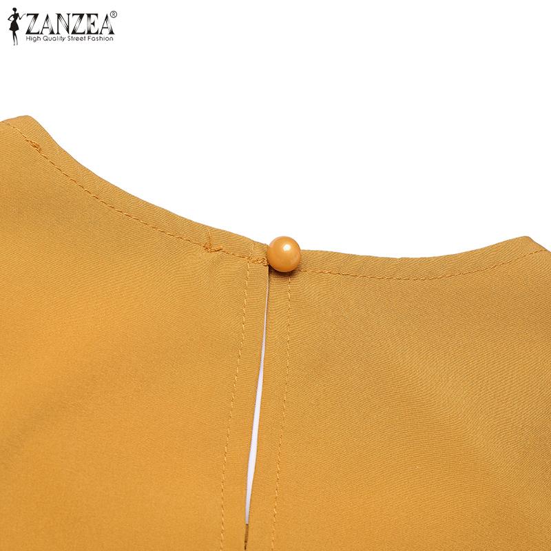 ZANZEA Women Muslim Casual O-neck Loose Long Sleeve Dress