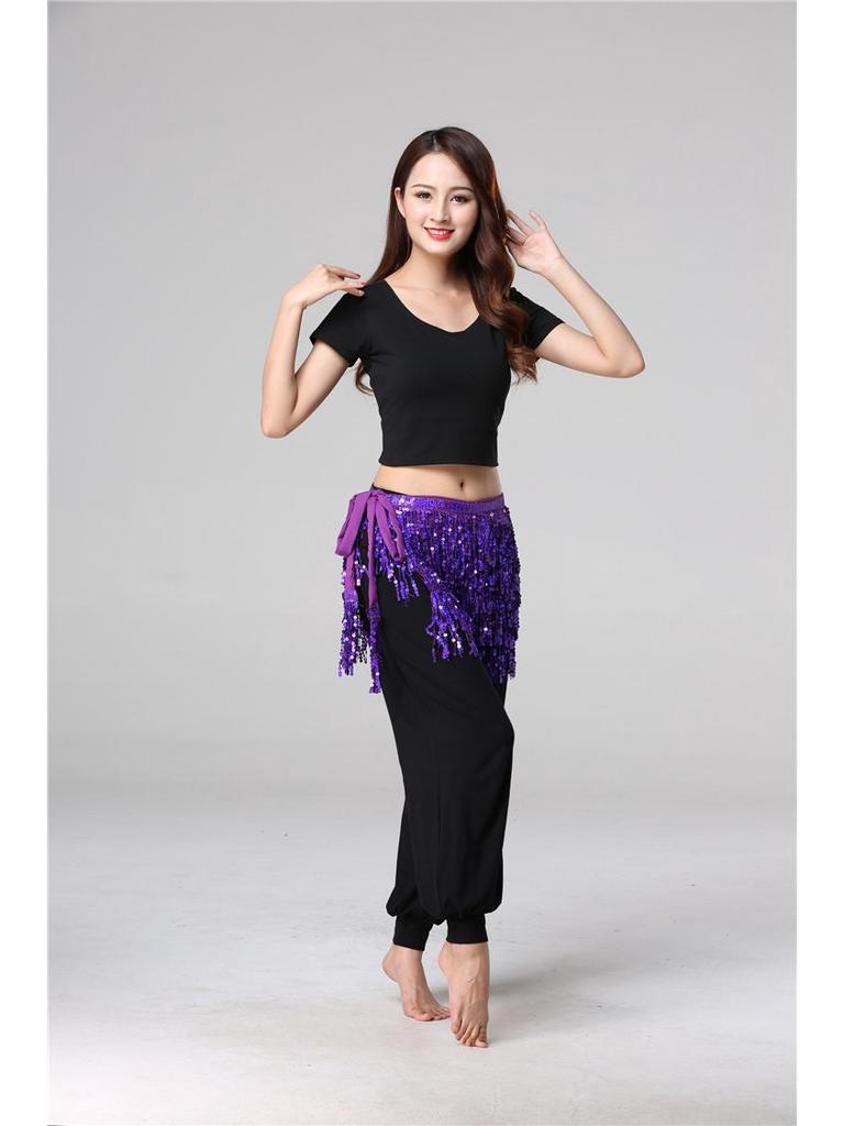 Halloween Belly Dance Costume with Sequin Tassels and Hip Scarf Waist Chain